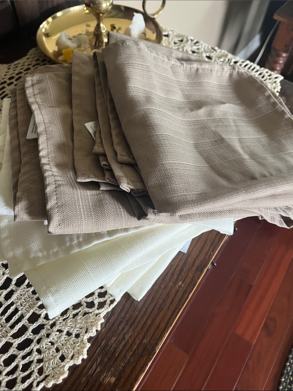 Set of Neutral Beige and Ivory Napkins